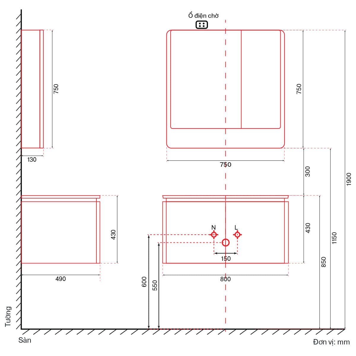 Bộ tủ Lavabo DeMuhler ML276312-80 3 ML276312 80 banve