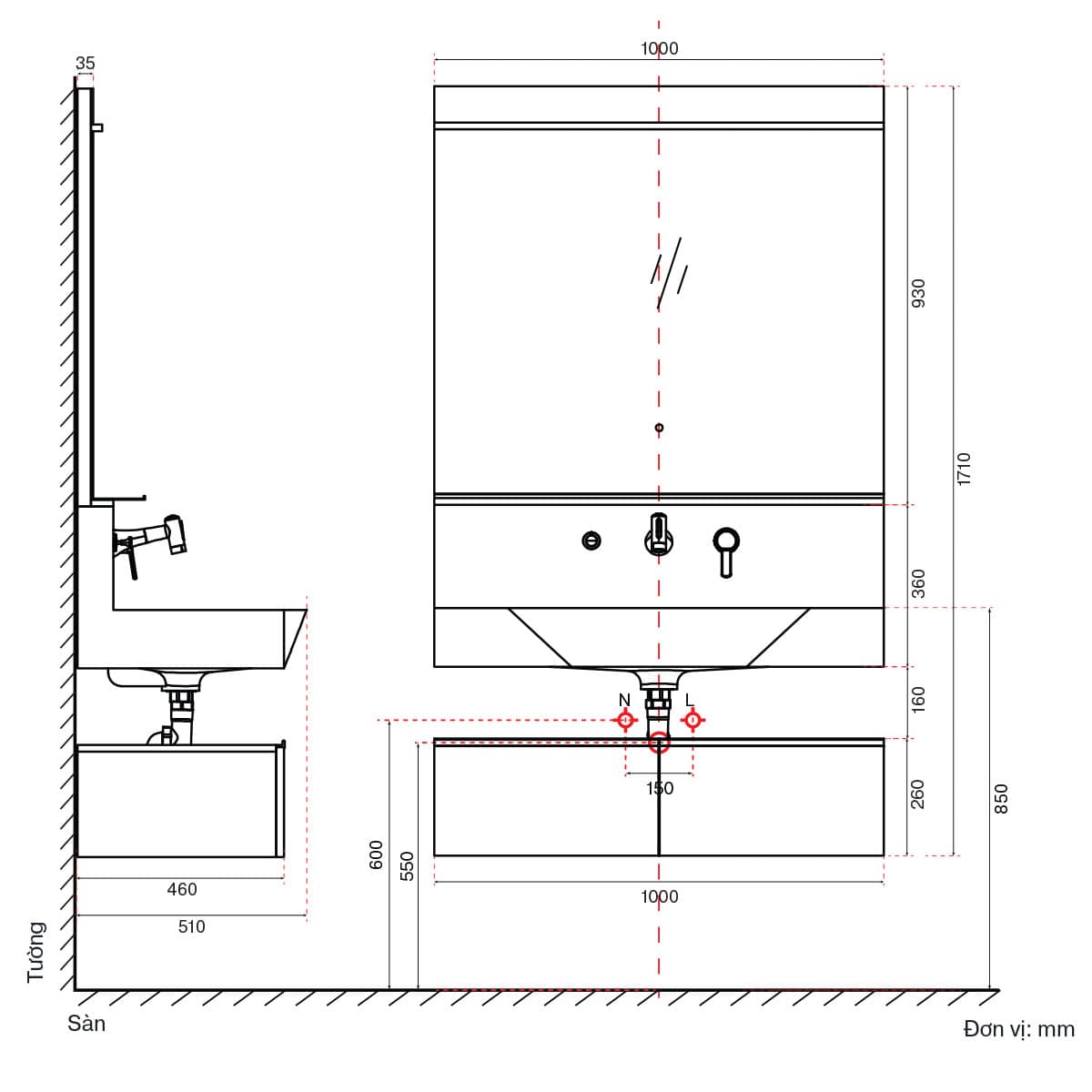 Bộ tủ Lavabo DeMuhler ML278308-100 3 ML278308 100 banve