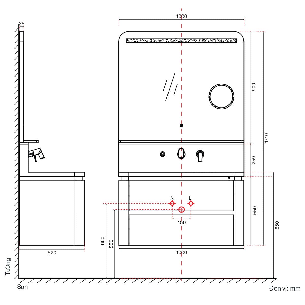 Bộ tủ Lavabo DeMuhler ML278309-100 3 ML278309 100 banve