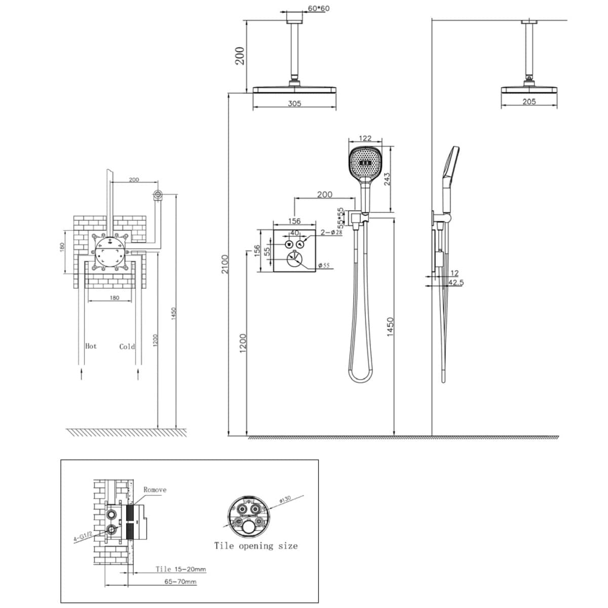 Sen tắm âm tường DeMuhler ML518004C 2 ML518004C banve